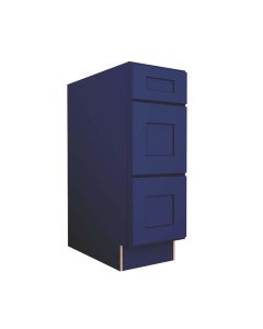 Navy Blue Shaker Three Drawer Base Cabinet 12" Tampa - Amazon Homes Global