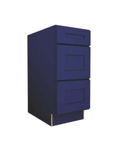 Navy Blue Shaker Three Drawer Base Cabinet 15" Tampa - Amazon Homes Global