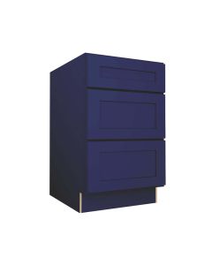 Navy Blue Shaker Three Drawer Base Cabinet 21" Tampa - Amazon Homes Global