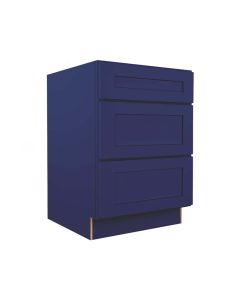 Navy Blue Shaker Three Drawer Base Cabinet 24" Tampa - Amazon Homes Global