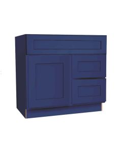 Navy Blue Shaker Vanity Sink Base Drawer Right Cabinet 30"W Tampa - Amazon Homes Global