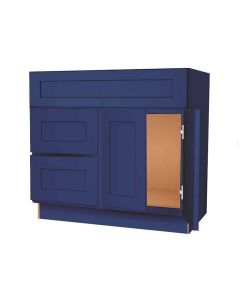 Navy Blue Shaker Vanity Sink Base Drawer Left Cabinet 36"W Tampa - Amazon Homes Global