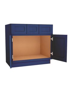 Navy Blue Shaker Vanity Sink Base Cabinet with Drawers 42"W Tampa - Amazon Homes Global