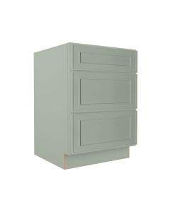 Craftsman Lily Green Shaker 3 Drawer Base Cabinet 24" Tampa - Amazon Homes Global