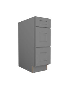 Grey Shaker Elite Three Drawer Base Cabinet 12" Tampa - Amazon Homes Global