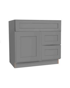 Grey Shaker Elite Vanity Sink Base Drawer Right Cabinet 30"W Tampa - Amazon Homes Global